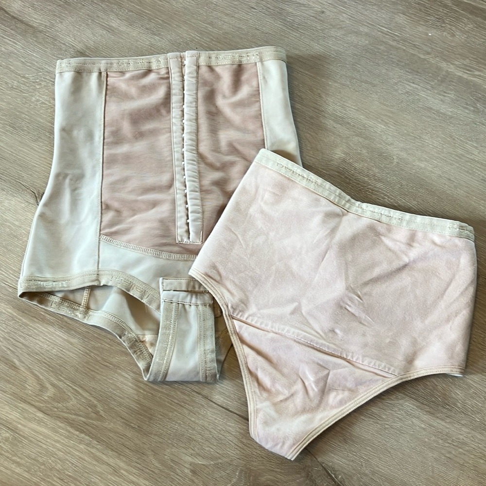 Bellefit Dual Closure Postpartum Girdle Plus Power Thong XS Bundle